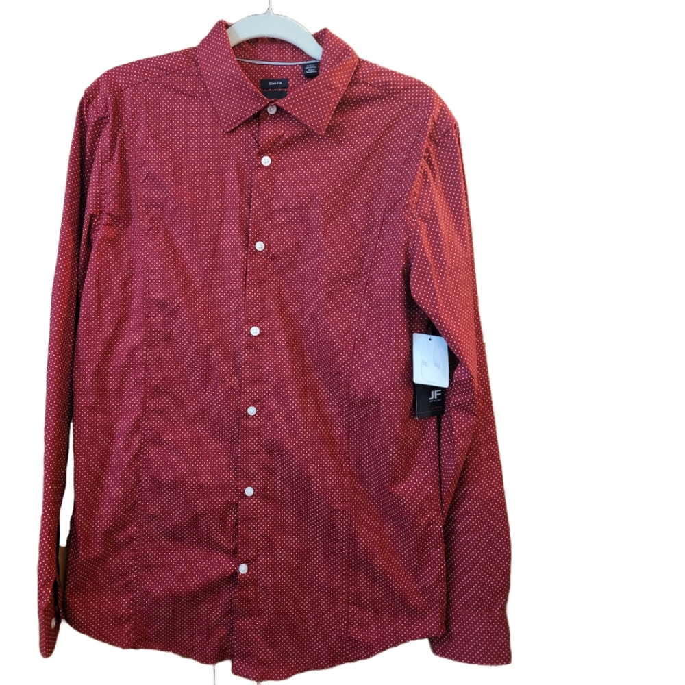 Red polka dot J.Ferrar long sleeve button down M